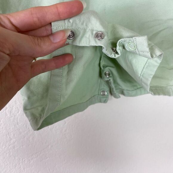 Janie & Jack Green & White Elephant Embroidered Overall One Piece 3-6M - Picture 8 of 8